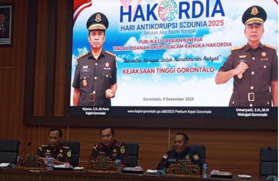 Kejaksaan Tinggi Gorontalo menyampaikan laporan capaian kinerja penanganan perkara  korupsi selama Januari hingga November 2025.F:Penkum)