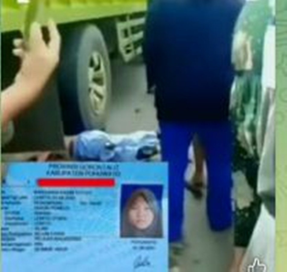 Mahasiswi Pohuwato Marsanda Kasim Totoyi meninggal seketika di Jalan Trans Sulawesi, Desa Palopo, setelah motornya bertabrakan dengan truk.(F:tangkapakan layar Video)