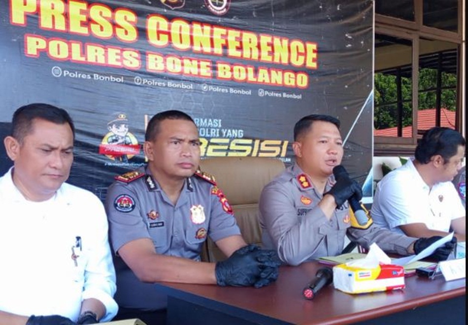 Conference pers Polres Bone Bolango kasus Narkoba selama 2025.(F:Ist)