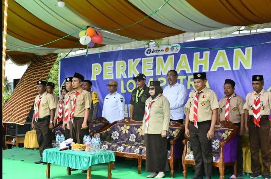 Wakil Bupati Boalemo, Lahmuddin Hambali menhadiri Perkemahan Lomba Ketangkasan Patriot Muda se-Gugus 4 Gerakan Pramuka Kwartir Ranting Wonosari.(F:Kmfo)
