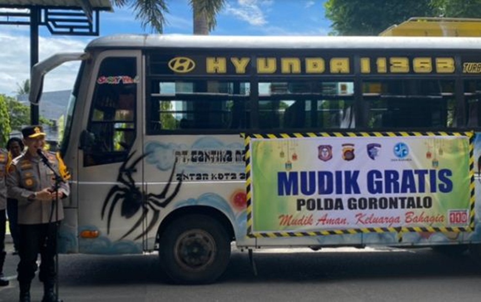 Program mudik gratis yang dilaksanakan Polda Gorontalo.(F:Hms-Pol)