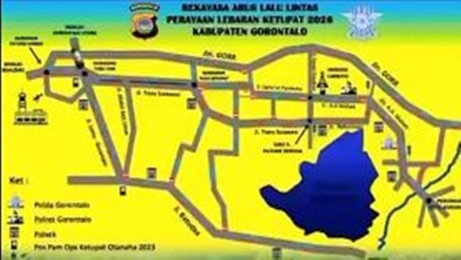 Polres Gorontalo   mulai memberlakukan skema rekayasa lalu lintas guna mengantisipasi lonjakan kendaraan yang diprediksi membludak.(F:Hms-pol)
