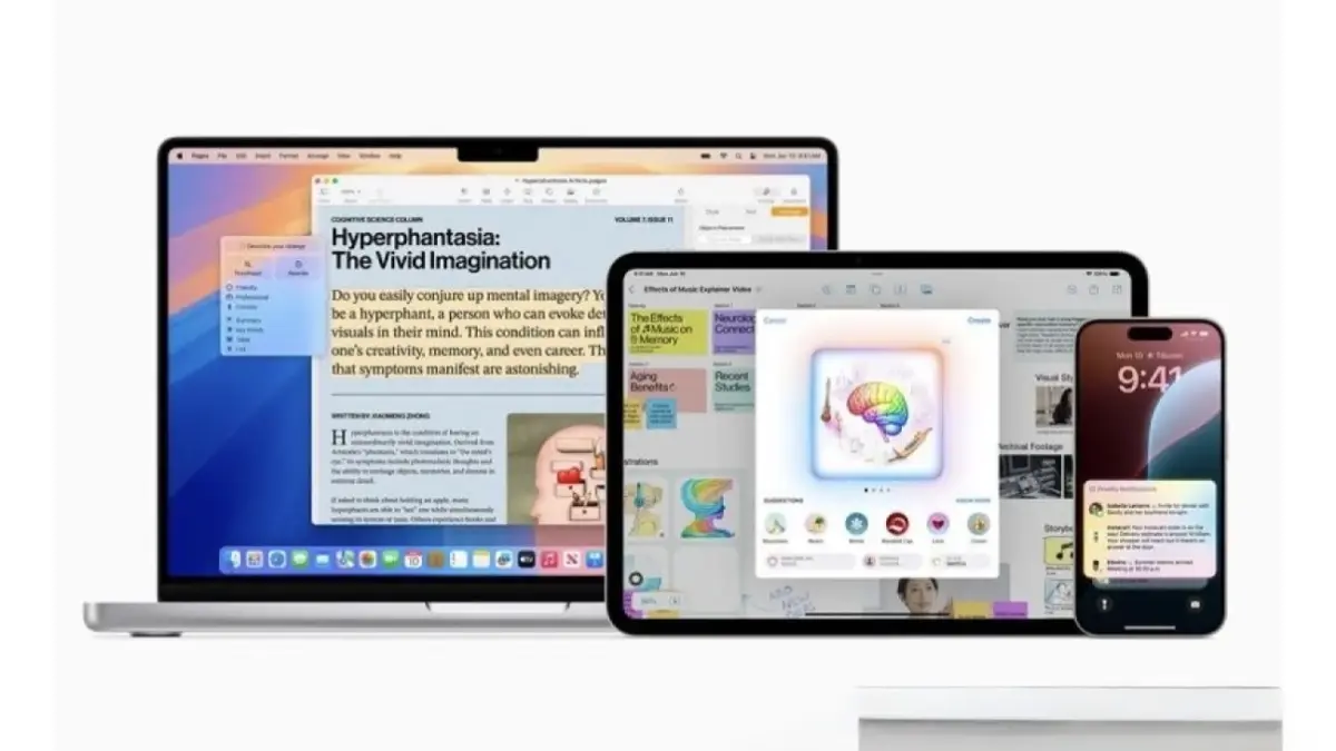 Ilustrasi - Tampilan Apple Intelligence di berbagai gawai Apple. ANTARA/Apple Newsroom/am.