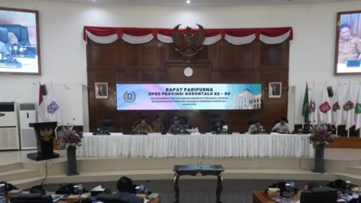 Rapat Paripurna ke-80 dalam rangka penyerahan rekomendasi terhadap Laporan Keterangan Pertanggungjawaban (LKPJ) Gubernur Gorontalo Tahun 2025.(F:ist)