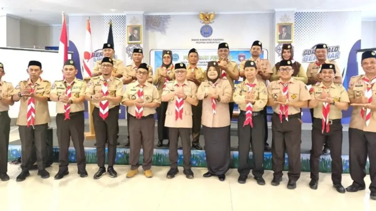 Ketua Kwartir Daerah Gerakan Pramuka Gorontalo, Sofyan Puhi melantik pengurus 
Rintisan Saka Anti Narkoba tingkat daerah periode 2026–2031 di Aula BNN Provinsi 
Gorontalo.(F:DKmfo)