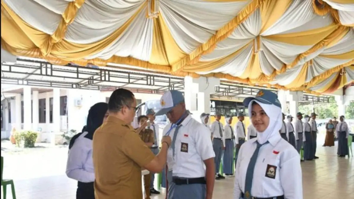 Pemusatan Pendidikan dan Pelatihan (Pusdiklat) Paskibraka dibuka oleh Wakil Bupati Boalemo, Lahmudin Hambali.(F:Diskmfo)