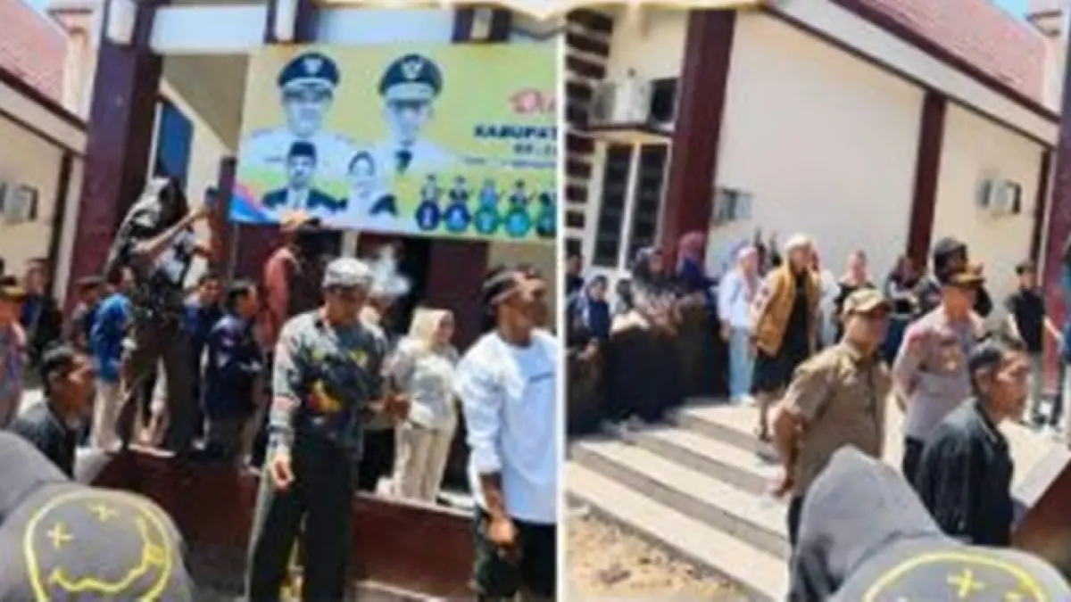 Aksi unjuk rasa yang digelar masyarakat Kecamatan Popayato Barat terkait penolakan terhadap rencana investasi PT Lumintu Ageng Lestari Joyo.(F:Hms-Pol)