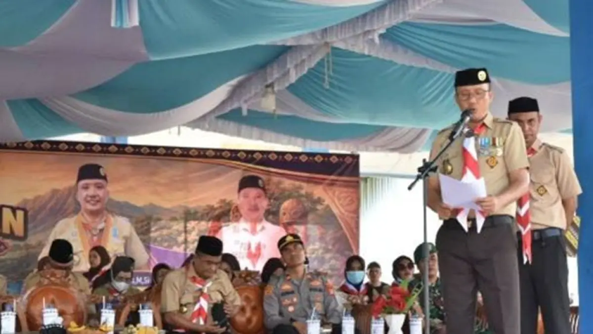 Kemah Budaya Pohuwayama Penggalang II Tahun 2026 digelar Kwartir Ranting Gerakan Pramuka Paguyaman itu resmi dibuka Wakil Bupati Boalemo Lahmudin Hambali.(F:Diskominfo)