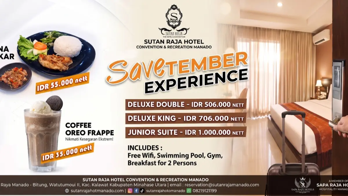 Sutan Raja Hotel Convention & Recreation Manado merupakan salah satu akomodasi perhotelan di Sulawesi Utara dan Member of Sapa Raja Hotels Hospitality Management.