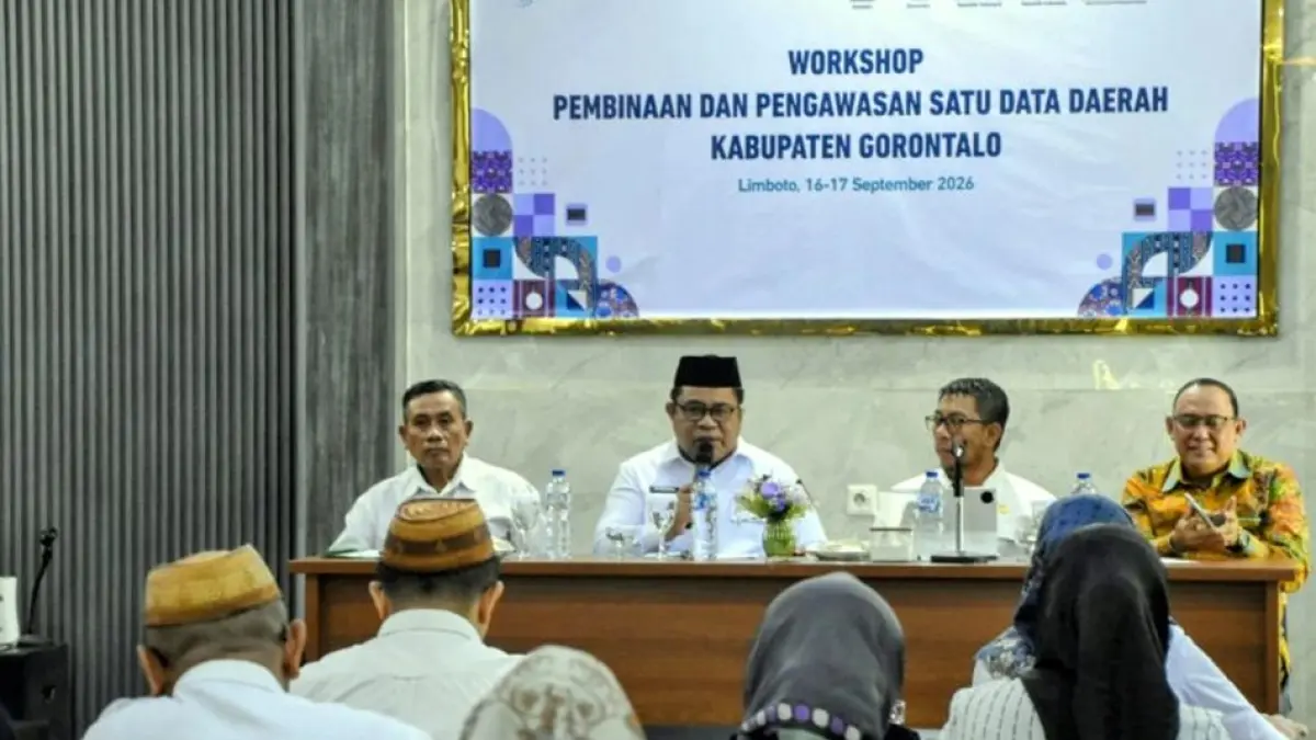 Workshop Pembinaan dan Pengawasan Satu Data Daerah Kabupaten Gorontalo di Hotel Luas, Kelurahan Hepuhulawa, Kecamatan Limboto yang dibuka Sekda Sugondo Makmur.(F:Diskominfo)