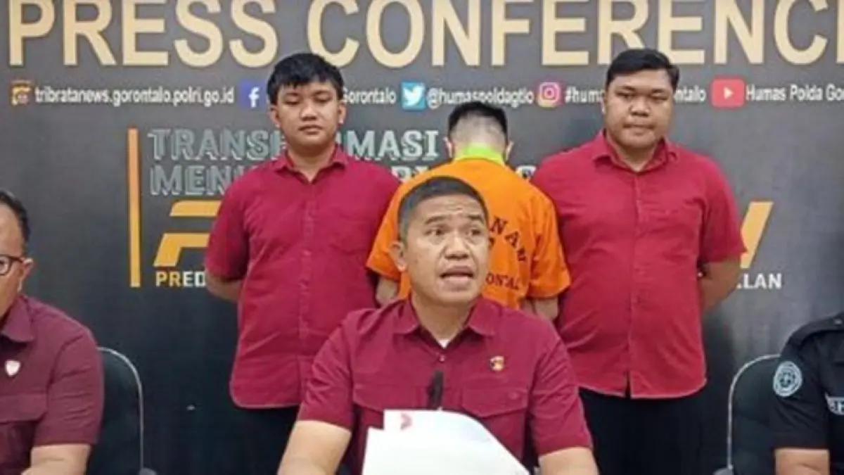 Direktur Reserse Kriminal Khusus Polda Gorontalo Kombes Pol. Dr. Maruly Pardede menjelaskan perkembangan kasus tersebut dalam konferensi pers di Gorontalo.(F:Hms-Pol)