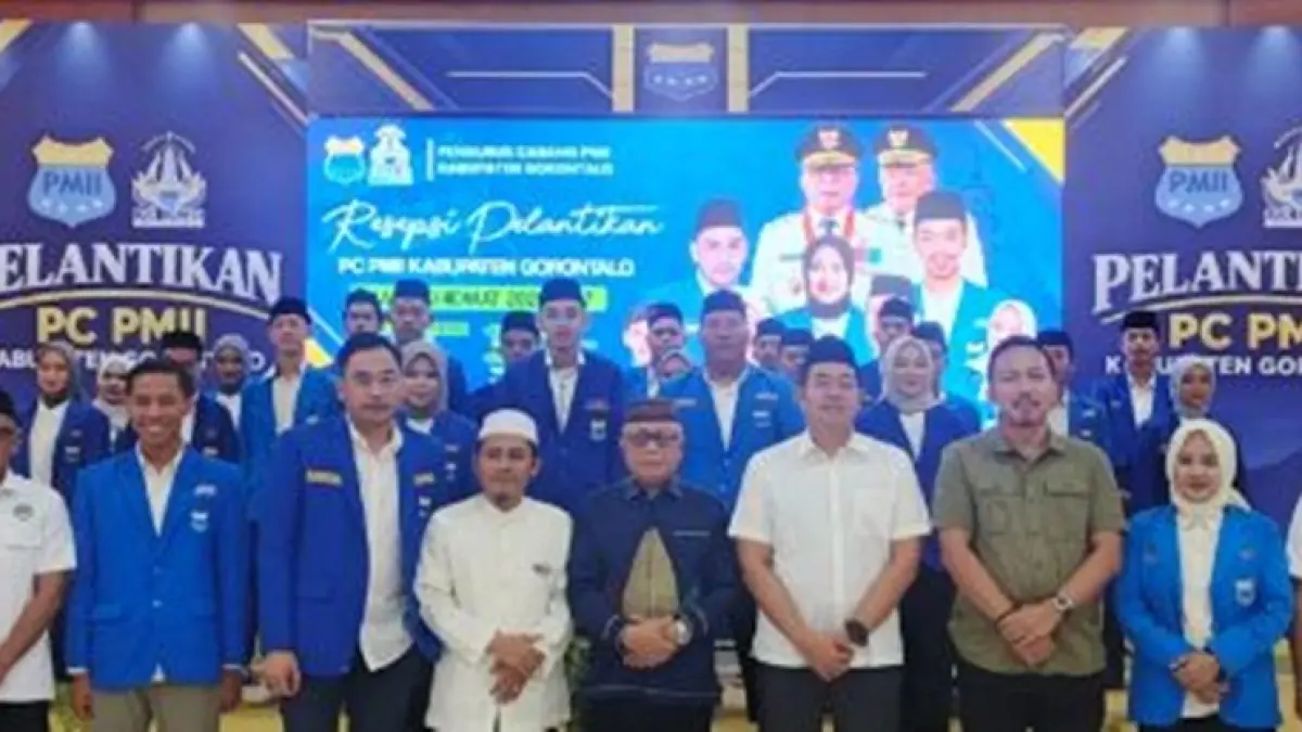 pelantikan Pengurus Cabang (PC) PMII Kabupaten Gorontalo masa khidmat 2026–2027 yang turut dihadiri Bupati Sofyan Puhi (F:Diskominfo)
