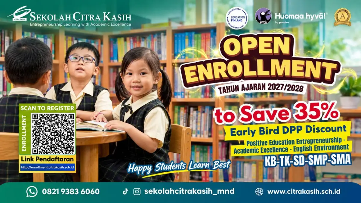 Sekolah Citra Kasih resmi membuka pendaftaran siswa baru untuk tahun ajaran 2027/2028. Melalui program Open Enrollment 2027/2028