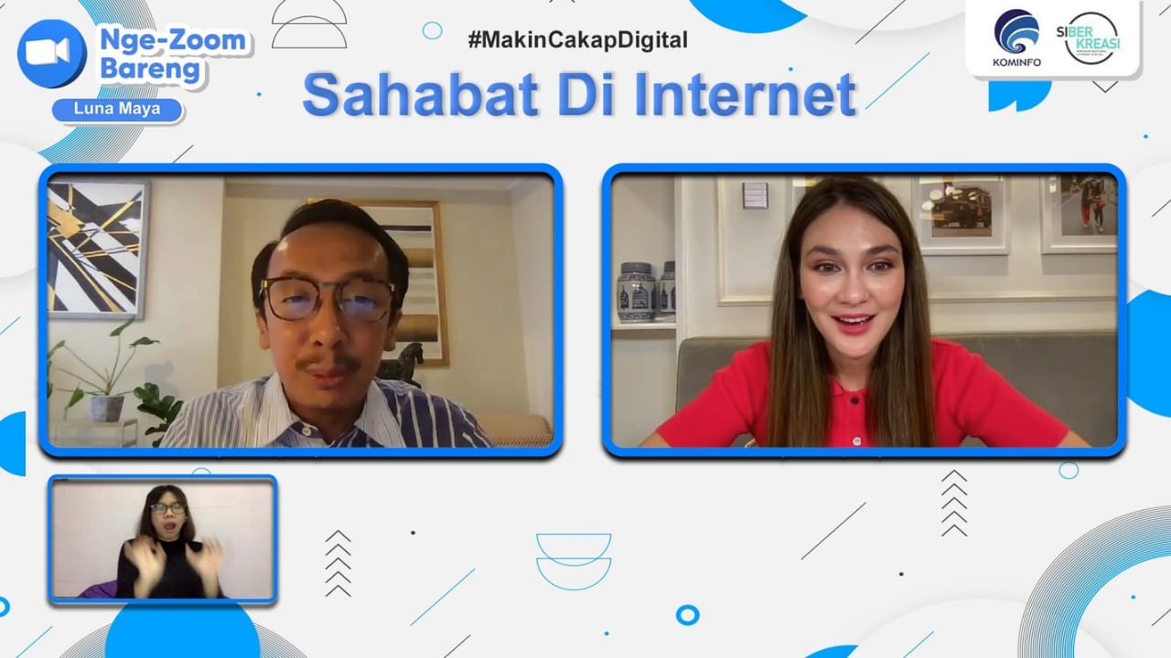 Luna Maya mengampanyekan penggunaan media sosial yang bertanggung jawab dalam acara digital yang diselenggarakan oleh Gerakan Nasional Literasi Digital (GNLD) Siberkreasi.