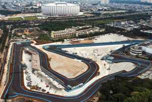 Lintasan Formula E di Ancol, Jakarta Utara, sudah selesai dibangun dan siap digunakan untuk ajang Jakarta E-Prix pada 4 Juni mendatang. (Haritsah Almudatsir/Jawa Pos)