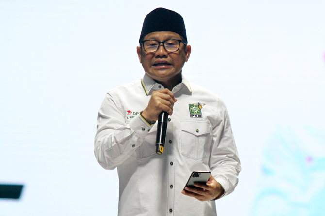 Ketua Umum Partai Kebangkitan Bangsa (PKB) Muhaimin Iskandar mengemukakan bahwa partainya sedang mengkaji peniadaan jabatan kepala daerah setingkat gubernur. (Dery Ridwansah/ JawaPos.com)