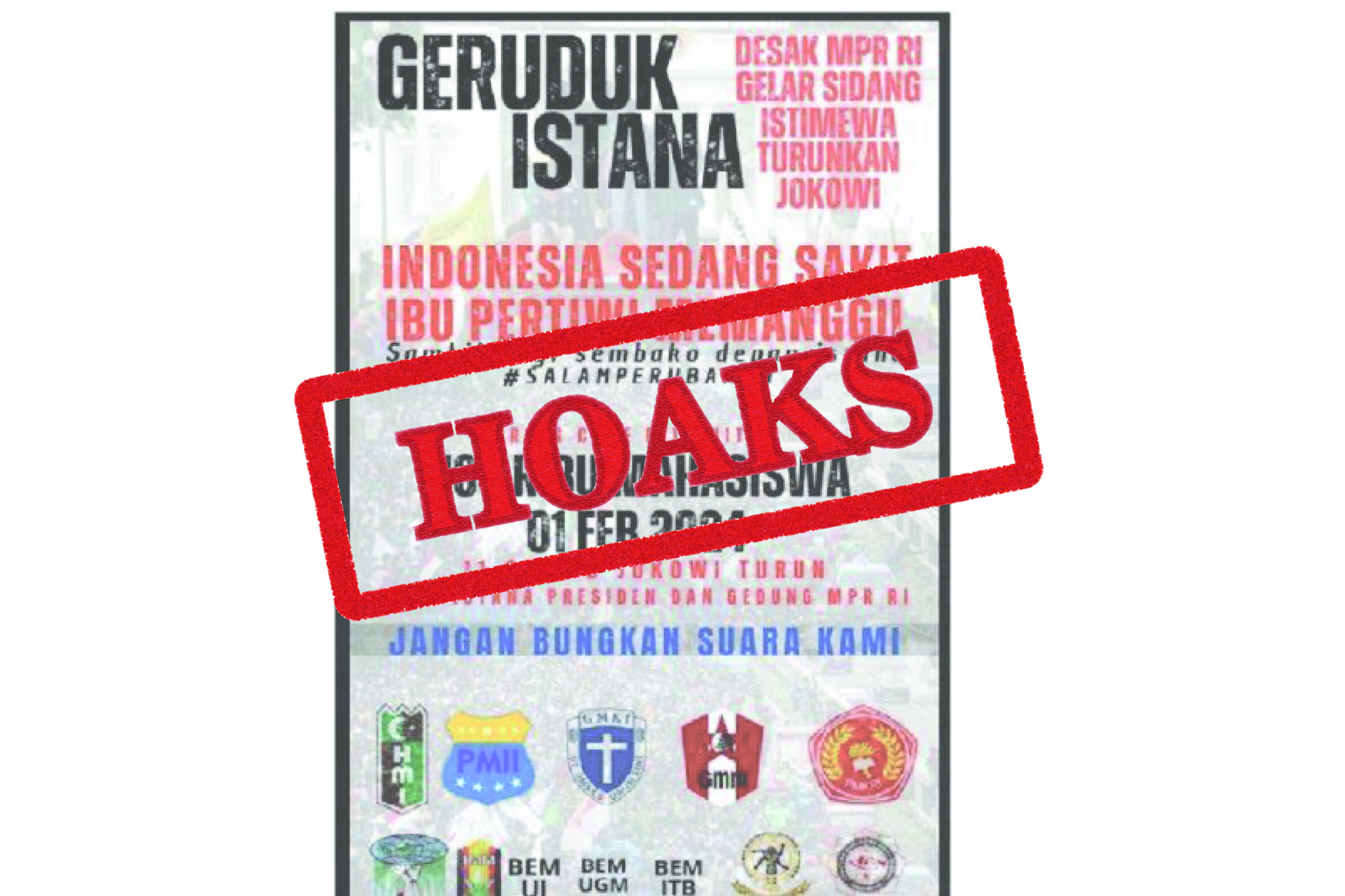 Pemberitahuan mengenai aksi demo yang akan dilakukan oleh 100 ribu mahasiswa dari seluruh Indonesia.