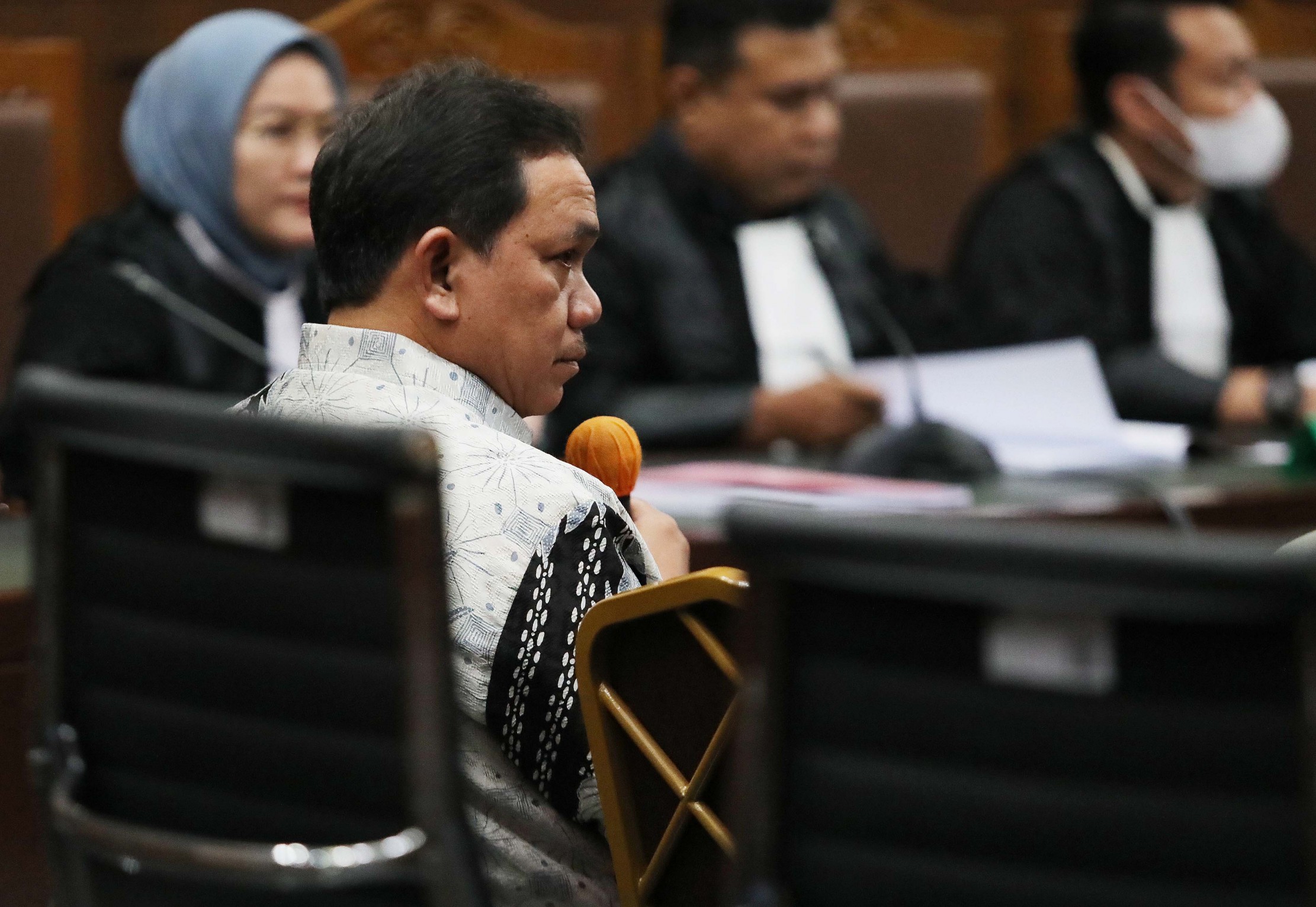 Anggota III Badan Pemeriksa Keuangan (BPK) RI 2019-2024 Achsanul Qosasi menjalani Sidang Dakwaan terkait kasus dugaan korupsi BTS 4G dan infrastruktur pendukung 1, 2, 3, 4 dan 5 BAKTI Kominfo.