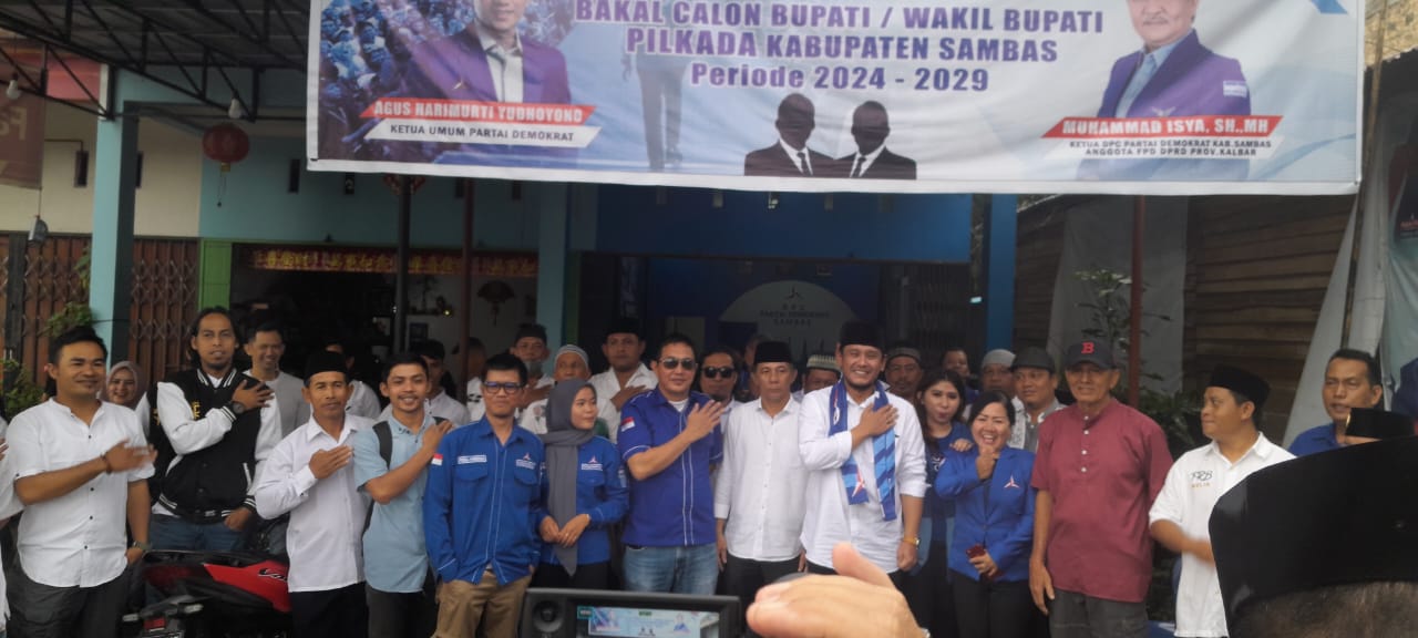 Wakil Bupati Sambas datangi Sekretariat Demokrat Sambas untuk serahkan berkas penjaringan.
