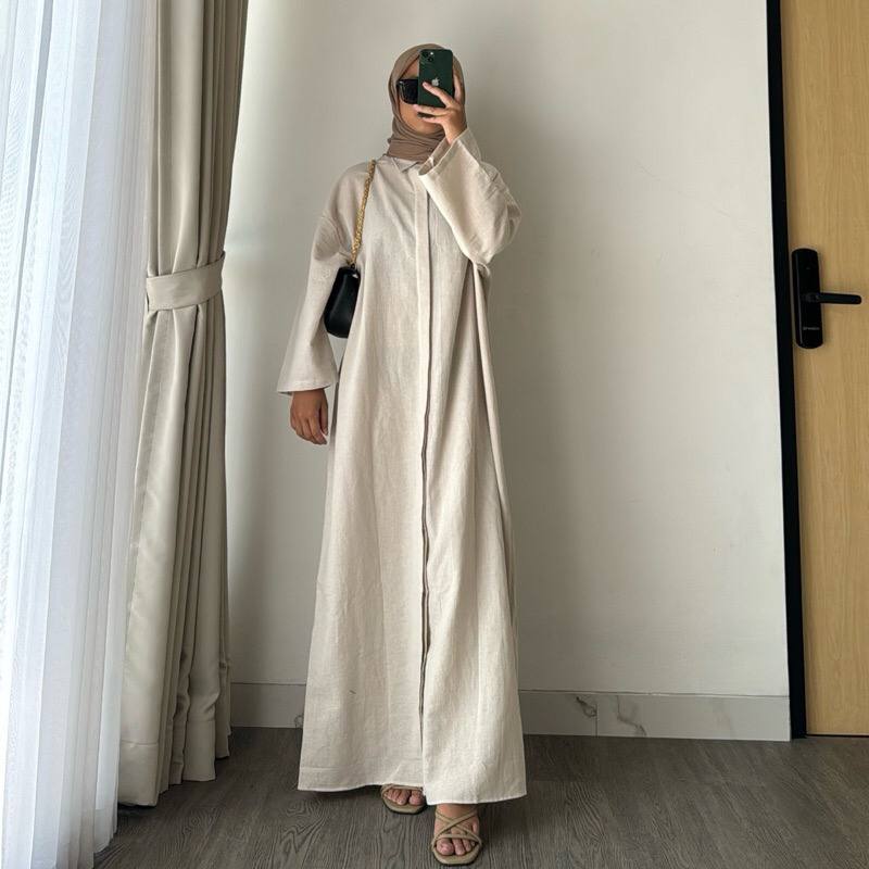 Abaya Linen (shopee.@Leody.id)