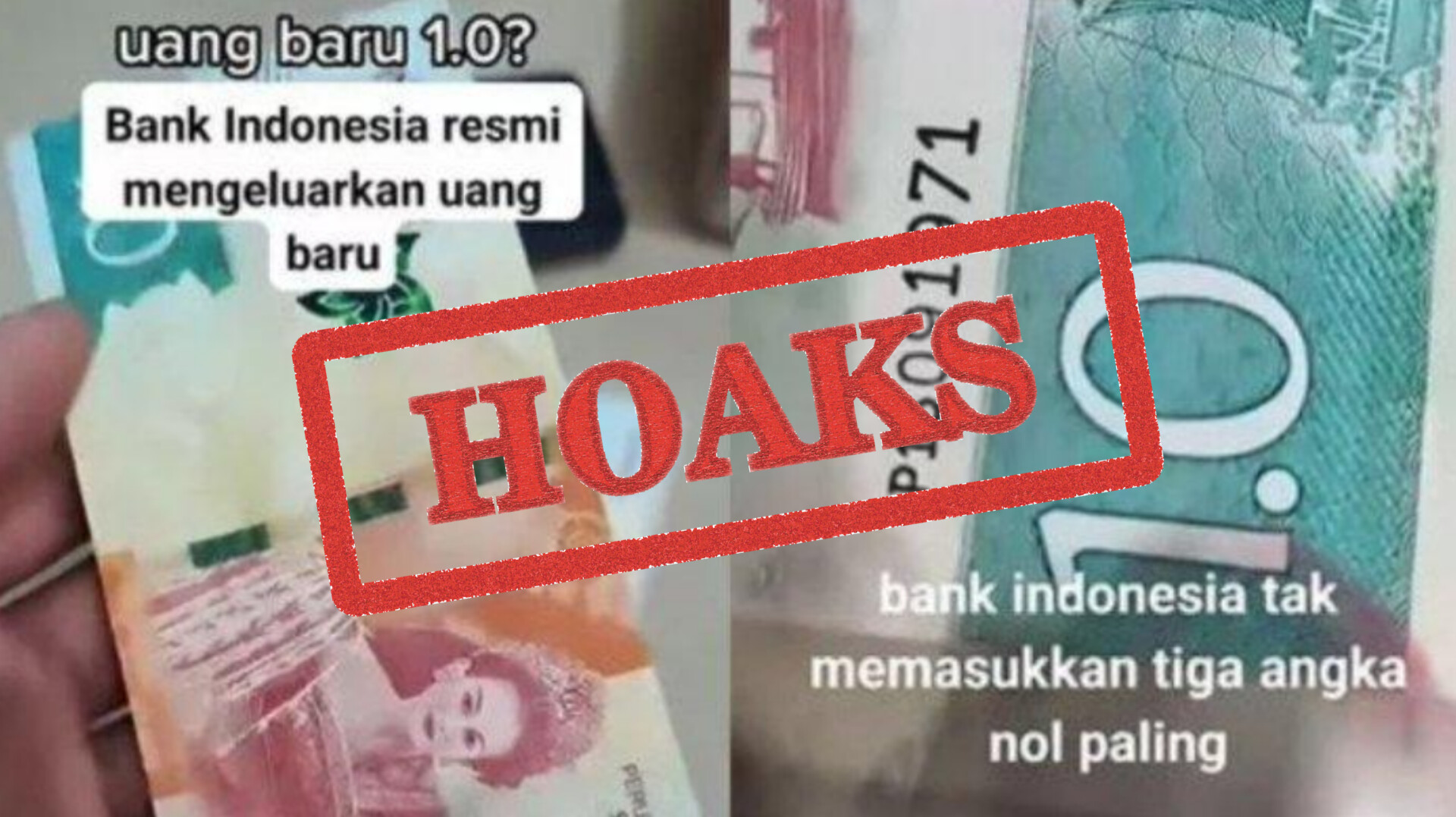 Tangkapan layar dari video yang beredar, yang mengklaim Bank Indonesia mengeluarkan uang Rupiah baru hasil redenominasi.
