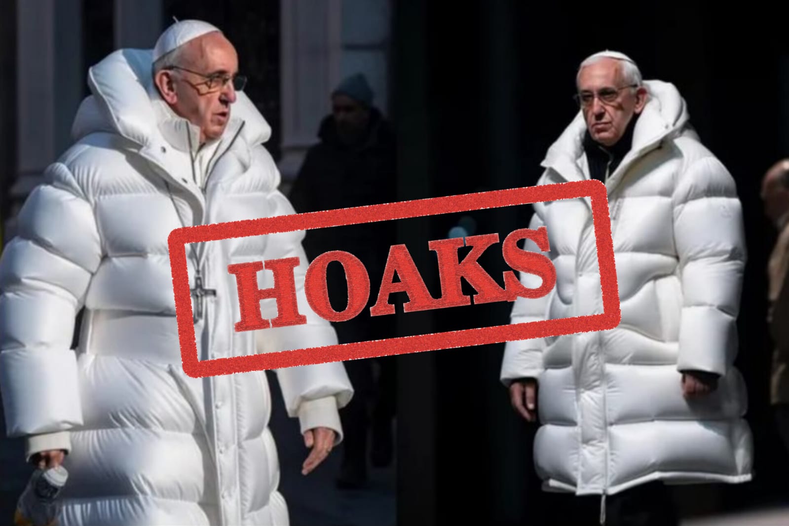 Gambar Paus Fransiskus mengenakan jaket puffer putih modis yang beredar di media sosial.
