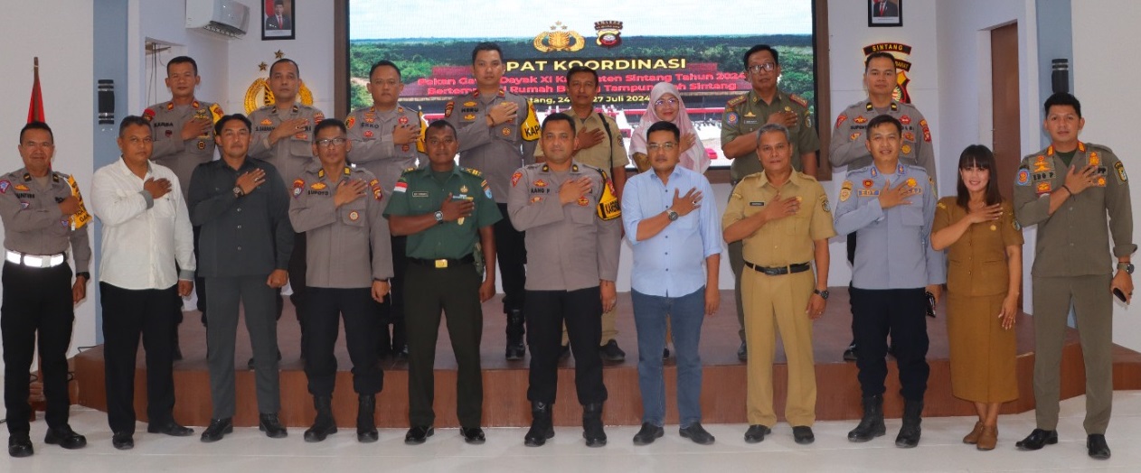 RAKOR : Polres Sintang saat menggelar rapat koordinasi jelang pagelaran Pekan Gawai Dayak XI di Kabupaten Sintang, pada Senin (22/7).