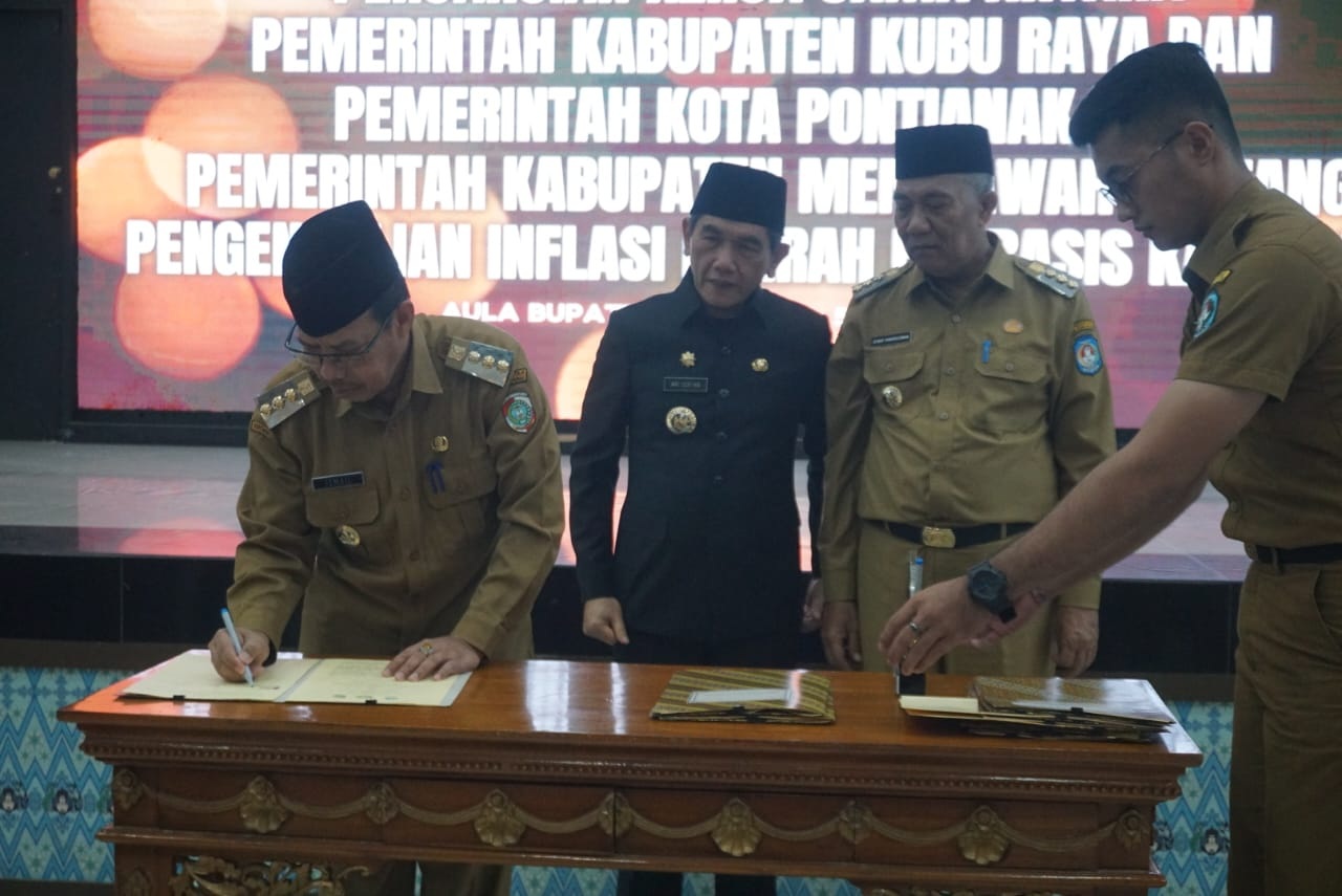KERJA SAMA: Tiga daerah, Pontianak, Mempawah, dan Kubu Raya jalin kerja sama dalam membangun wilayah berdekatan.