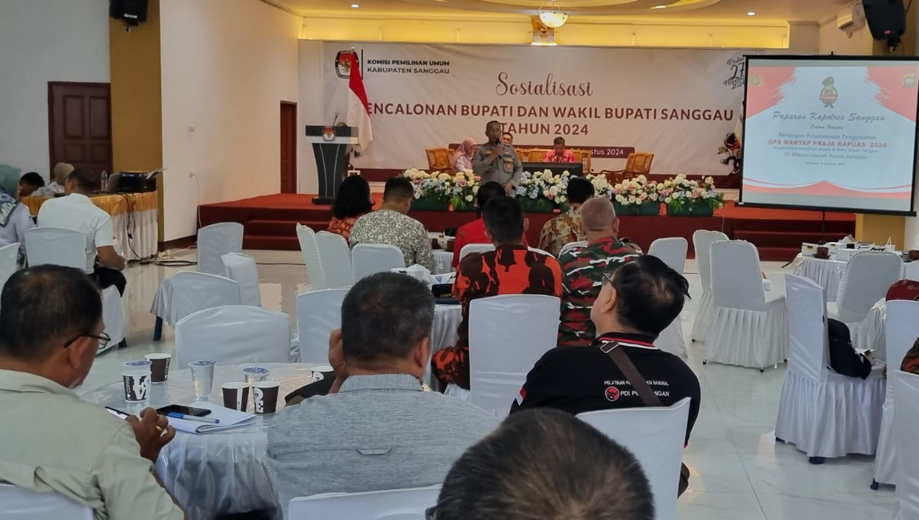 PENGAMANAN: Kabag Ops Polres Sanggau, Kompol Wahyu Hartono saat menyampaikan sosialisasi pengamanan Pilkada 2024, belum lama ini.