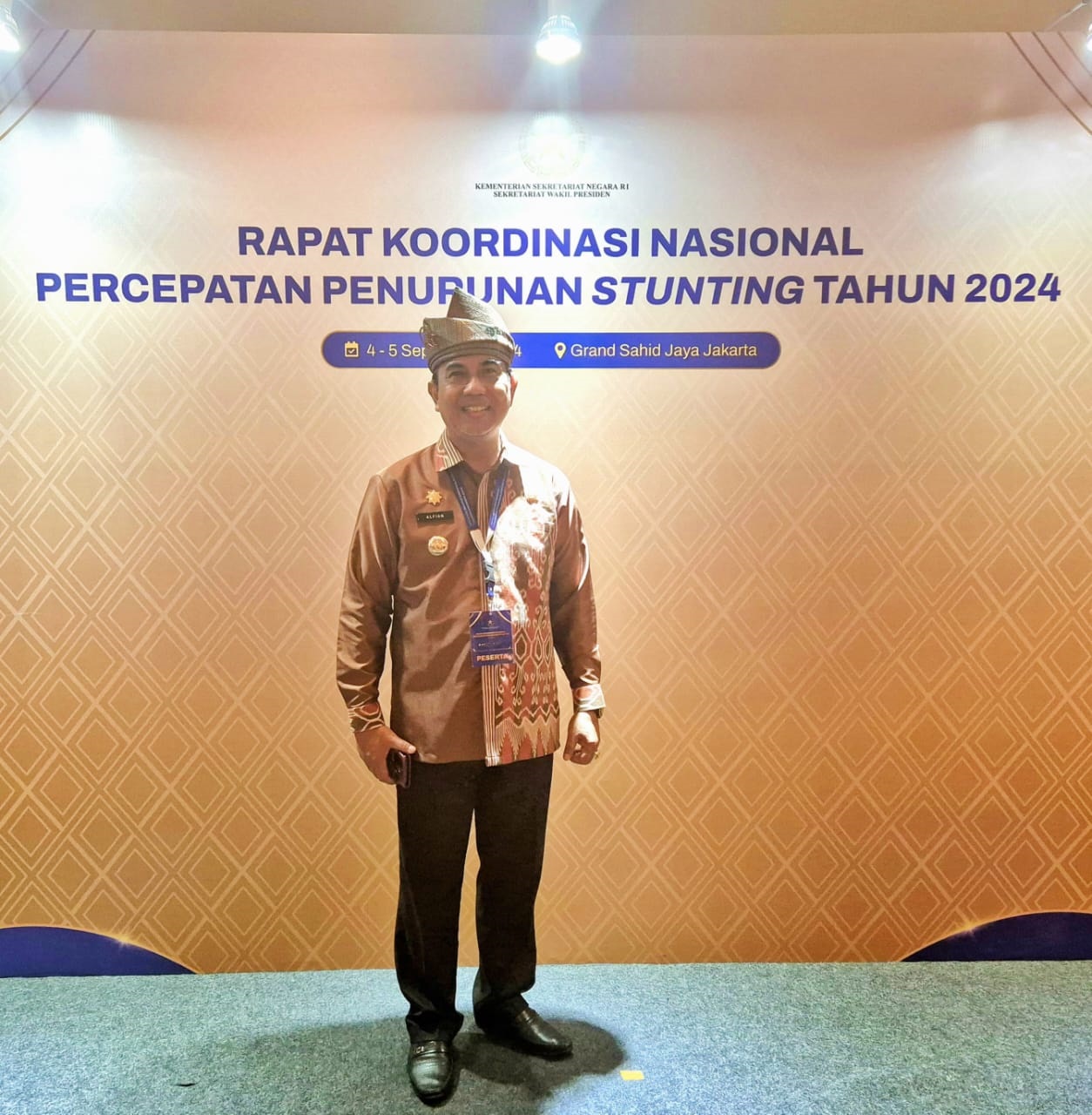 HADIR: Penjabat (Pj) Bupati Kayong Utara, Alfian saat menghadiri Rakornas Percepatan Penurunan Stunting Tahun 2024 di Jakarta.