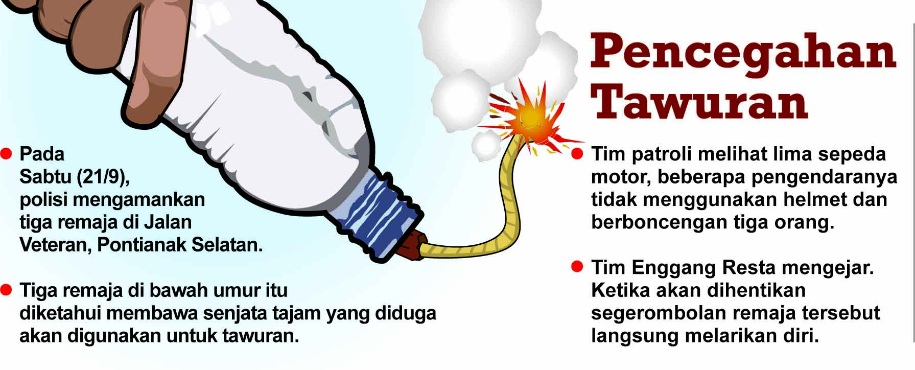 Grafis polisi mengamankan remaja yang diduga hendak tawuran.