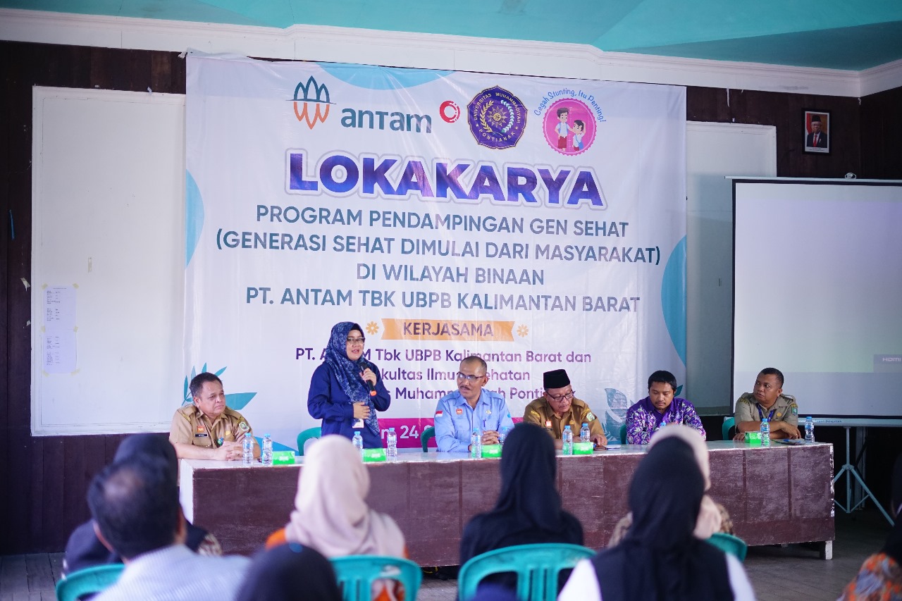 LOKAKARYA: PT ANTAM dan Fikes UMP saat menggelar Lokakarya Program Gen Sehat sekaligus menyosialisasikan rencana program Gen Sehat kepada stakeholders di aula kantor Desa Pedalaman, Selasa (24/9)