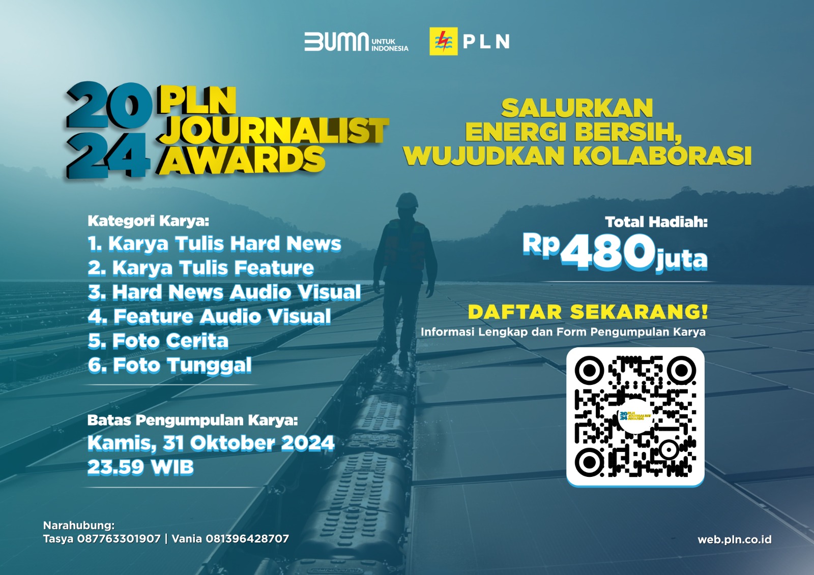 PT PLN (Persero) mengajak para insan Jurnalis untuk dapat berpartisipasi dalam ajang PLN Journalist Award (PJA) 2024. Mengusung tema "Salurkan Energi Bersih, Wujudkan Kolaborasi".