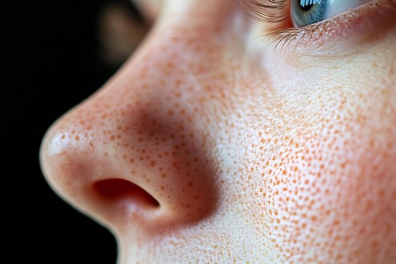 Ilustrasi kulit ayam atau keratosis pilaris di wajah.