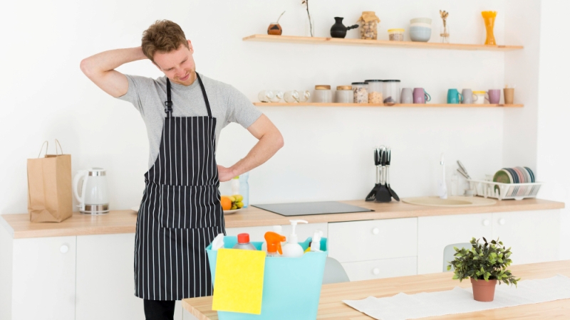 Ilustrasi membersihkan dapur.