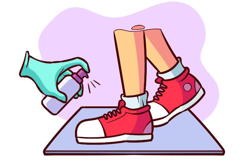 Ilustrasi mencuci sepatu.