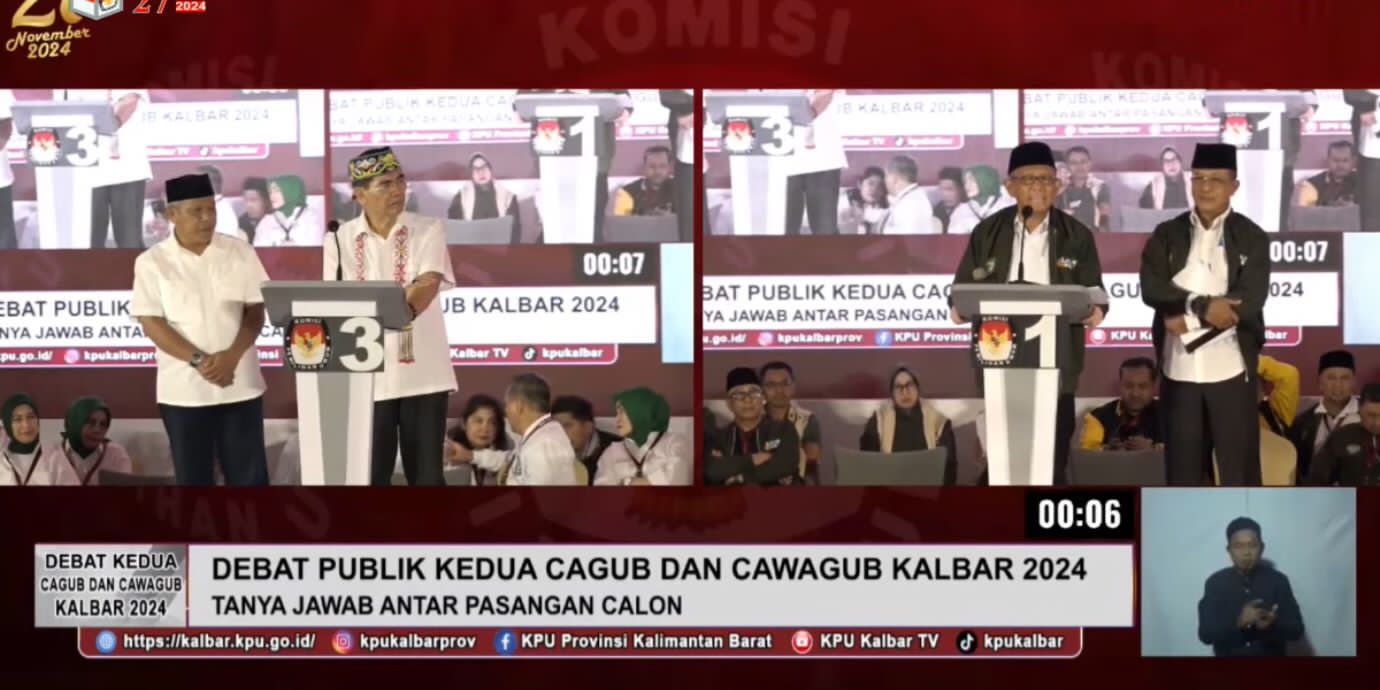 Sesi tanya jawab antara Paslon nomor urut 1 dengan Paslon nomor urut 3, di Debat Publik Kedua Pilgub Kalbar, Selasa (5/11).