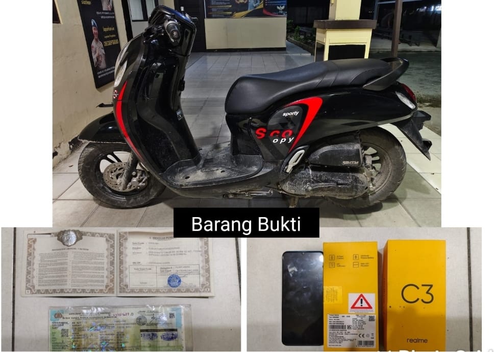 Dilarikan : Motor serta HP korban yang sempat dibawa kabur pelaku.