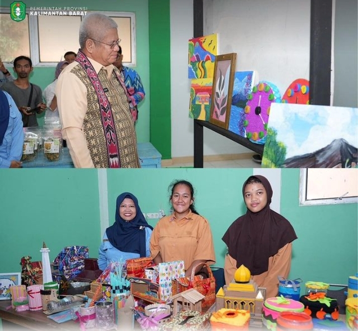 GELAR KARYA: Harisson saat meninjau gelar karya siswa/siswi SLB Negeri 25 Sintang.