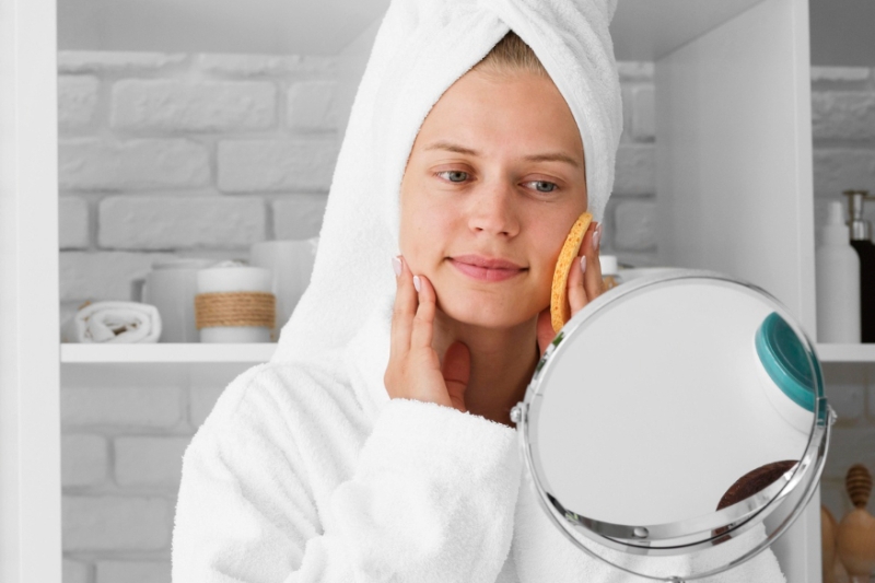 Ilustrasi. Seorang wanita melakukan perawatan kulit agar tidak kering saat cuaca ekstrem.