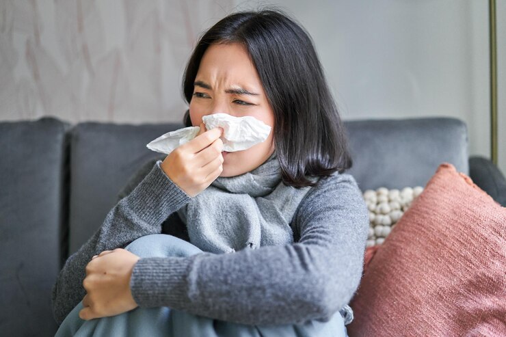Ilustrasi seseorang terserang flu.