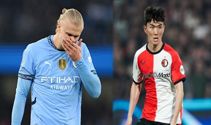 Erling Haaland (Manchester City) dan Hwang In-beom (Feyenoord Rotterdam).