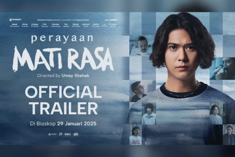Poster film Perayaan Mati Rasa, tayang di bioskop Jnauari 2025.