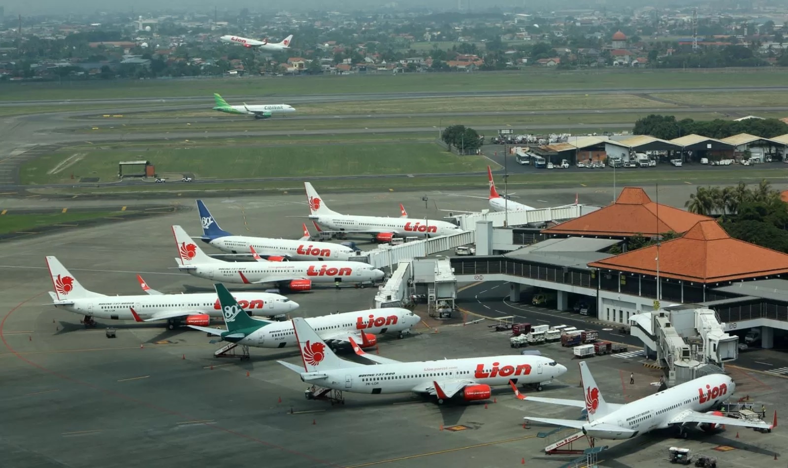 LAYANAN HAJI: Pesawat Lion Air di Bandara Soekarno-Hatta, Tangerang, Banten.
