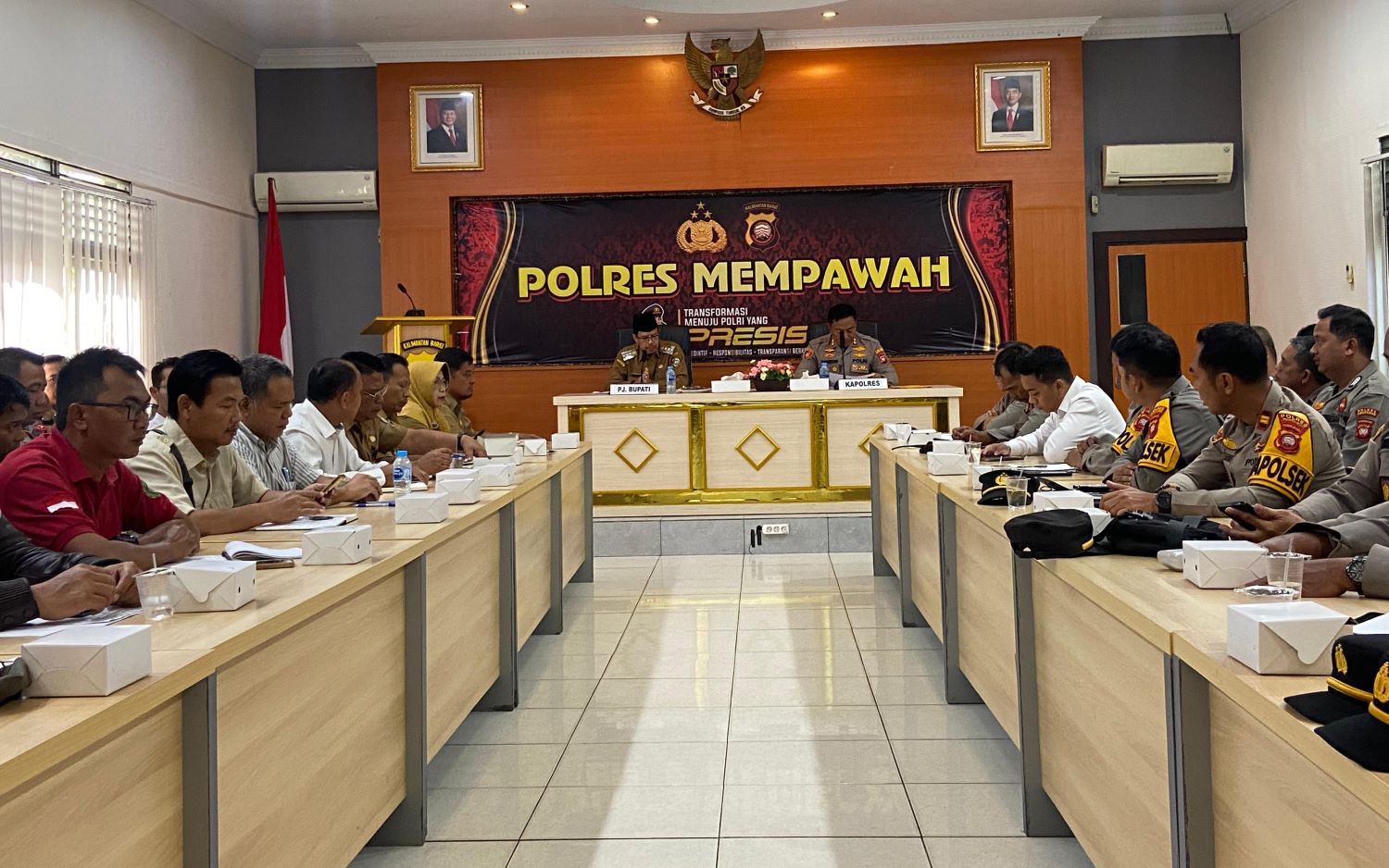 PANGAN: Suasana rakor satgas pangan di Mapolres Mempawah.
