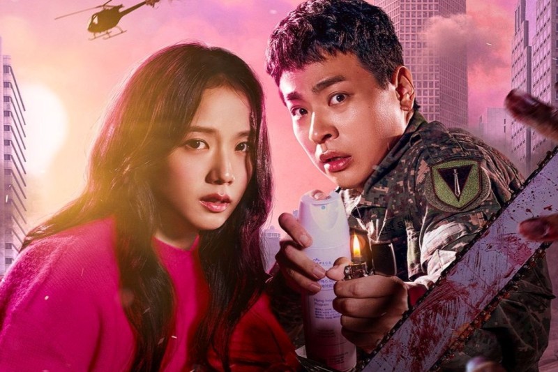 Poster drama zombie Newtopia diperankan Jisoo dan Park Jung Min.