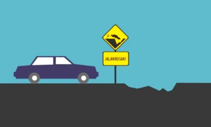 Ilustrasi jalan rusak.