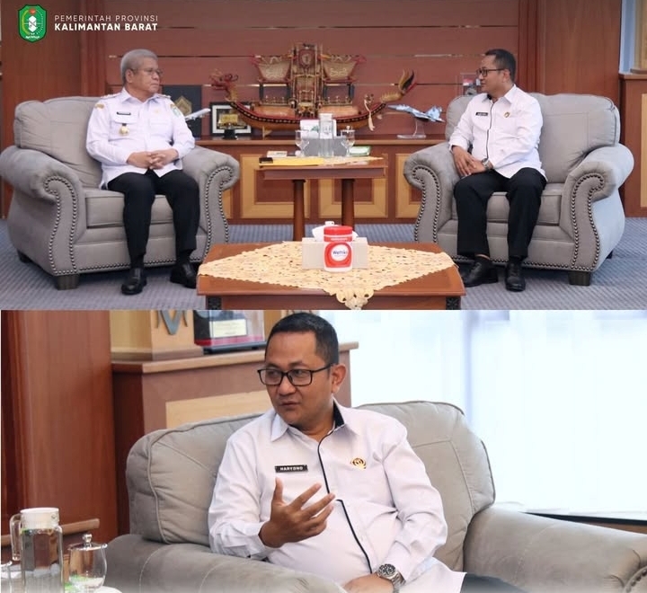 DISKUSI: Harisson sedang berdiskusi dengan Kepala Kantor Wilayah Ditjen Imigrasi Kalimantan Barat Haryono Agus Setyawan.&nbsp;