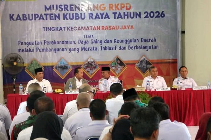 MUSRENBANG: Pemkab Kubu Raya menggelar Musrenbang RKPD 2026 tingkat Kecamatan Rasau Jaya di Aula Kantor Camat Rasau Jaya, Rabu (12/2).&nbsp;
