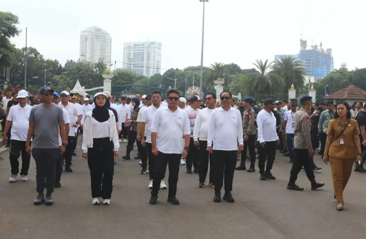 Sejumlah kepala daerah terpilih mengikuti pengarahan dan gladi pelantikan kepala daerah di kawasan Monas, Jakarta.